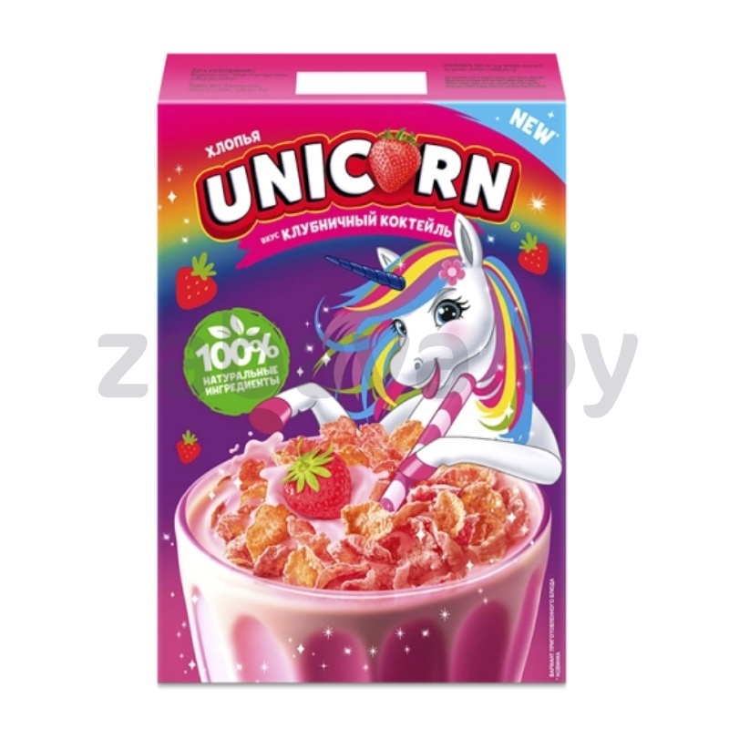 Завтрак гот. Unicorn Kellogg’s, клубничный коктейль, кукур. хлопья, 220 г