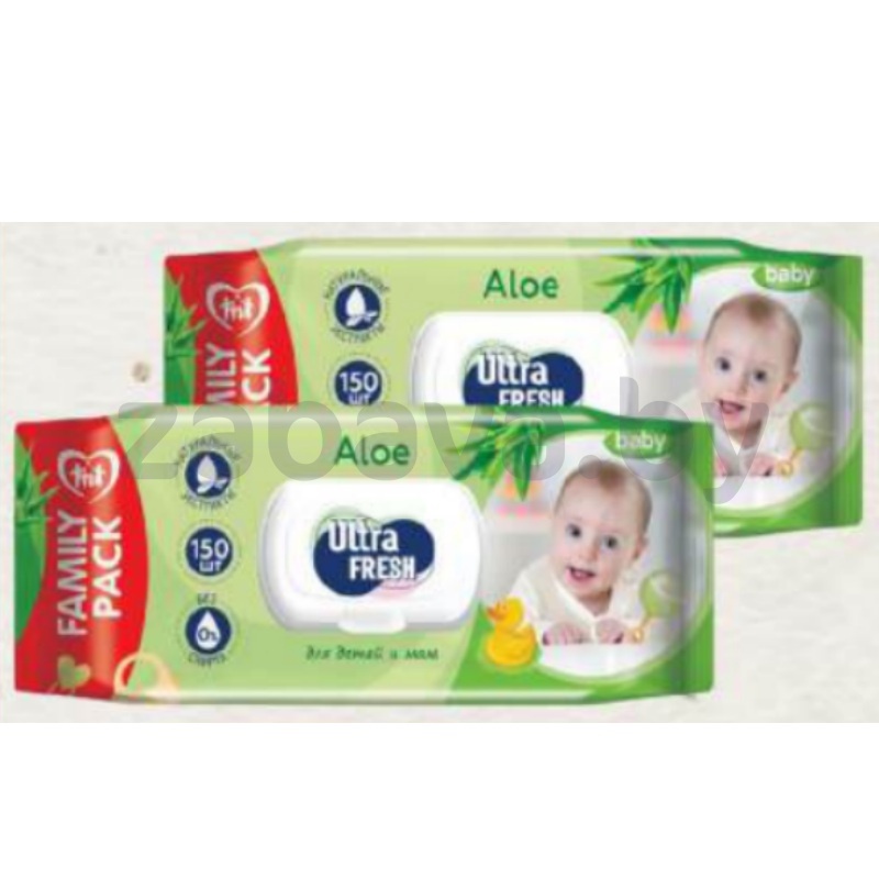 Салфетки влажные Ultra Fresh Baby, алоэ, 150 шт.