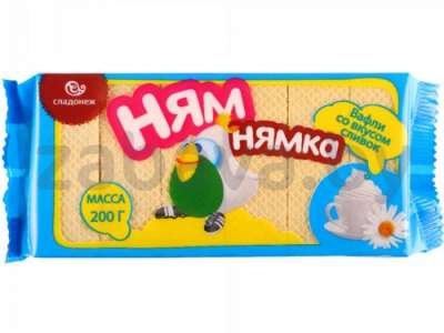 Вафли «Ням-Нямка» со вкусом сливок, 200 г