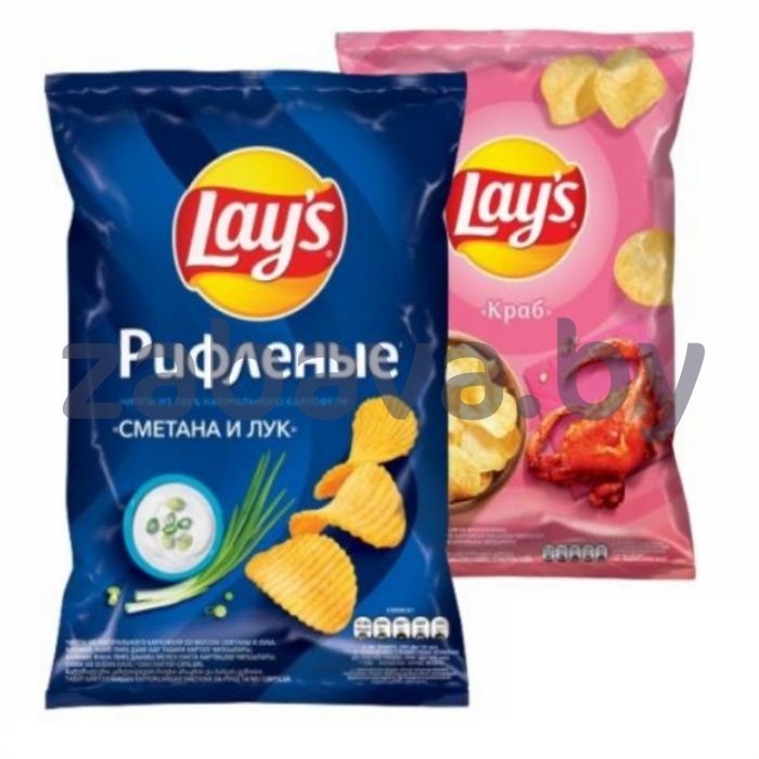 Чипсы Lay`s рифлен., метана и лук или краб, 140 г