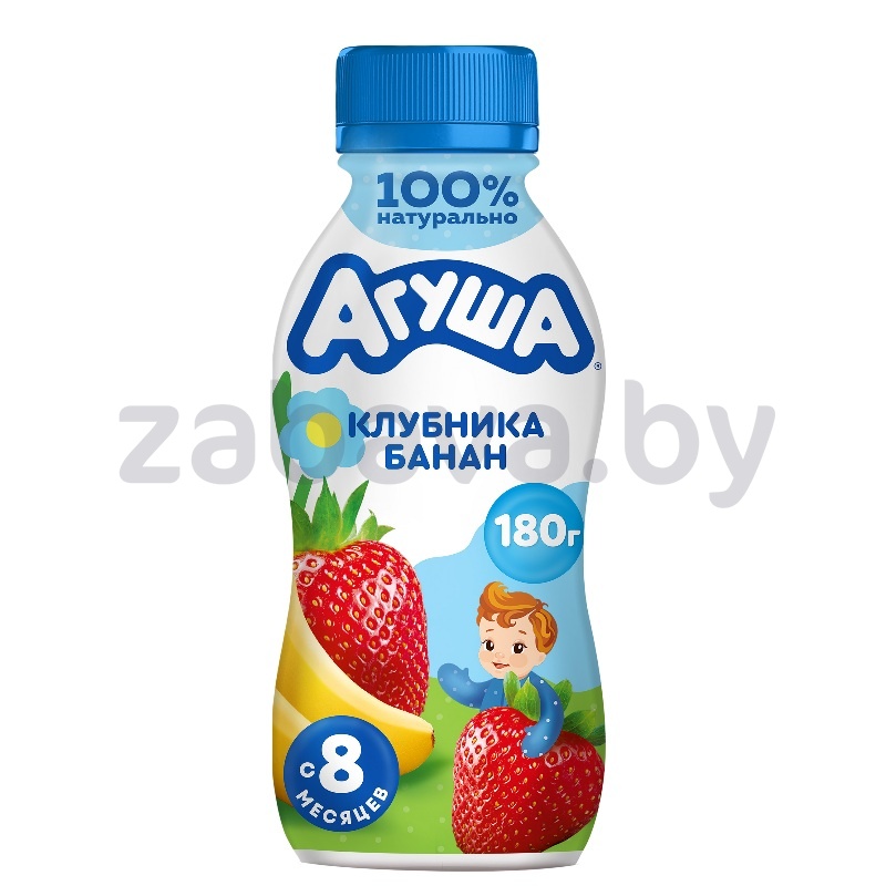 Йогурт «Агуша», клубника-банан, 2,7%, 180 г