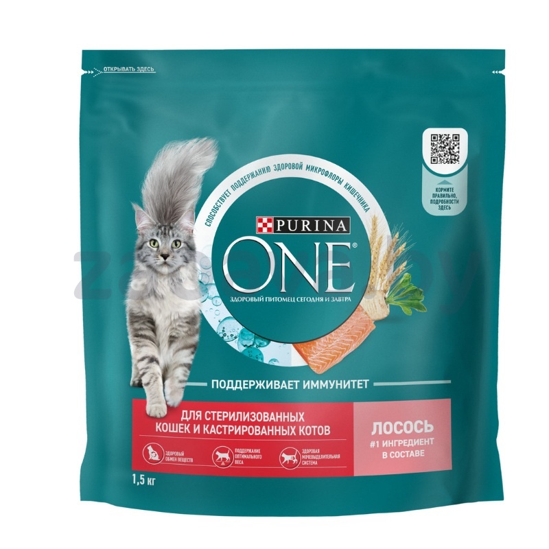 Корм Purina One, лосось-пшеница, 1,5 кг