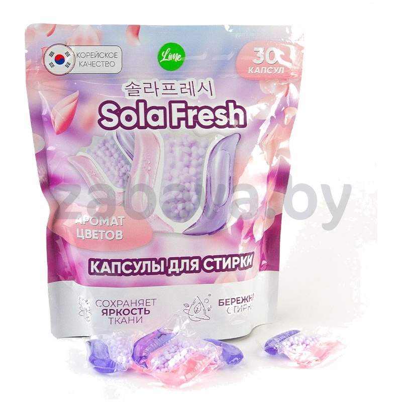 Капсулы для стирки SolaFresh, аромат цветов, 30 шт.