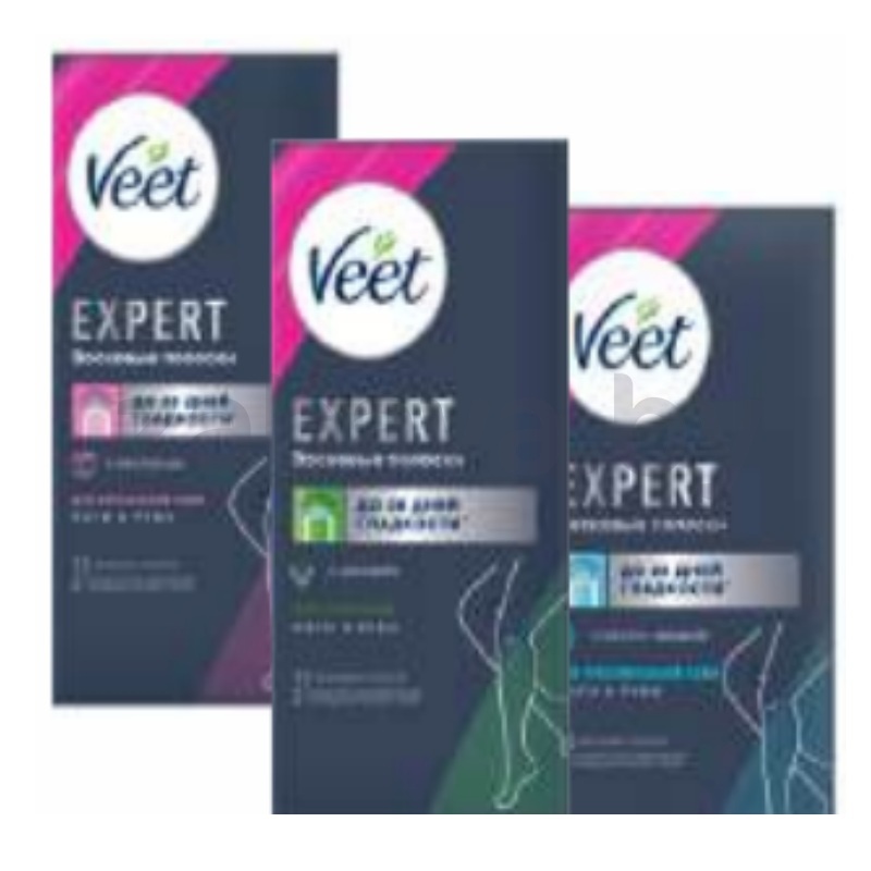 Полоски восковые Veet Expert, 12 шт., в ассорт.