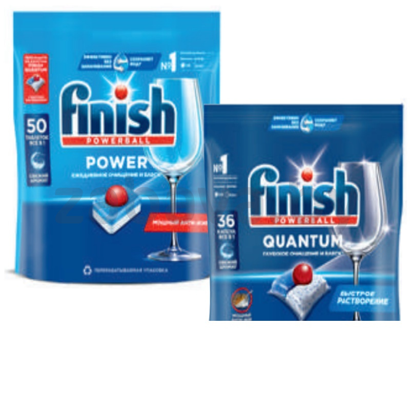 Таблетки д/мытья посуды в ПММ Finish Quantum или All in 1 Shine & Protect, 36/50 табл.