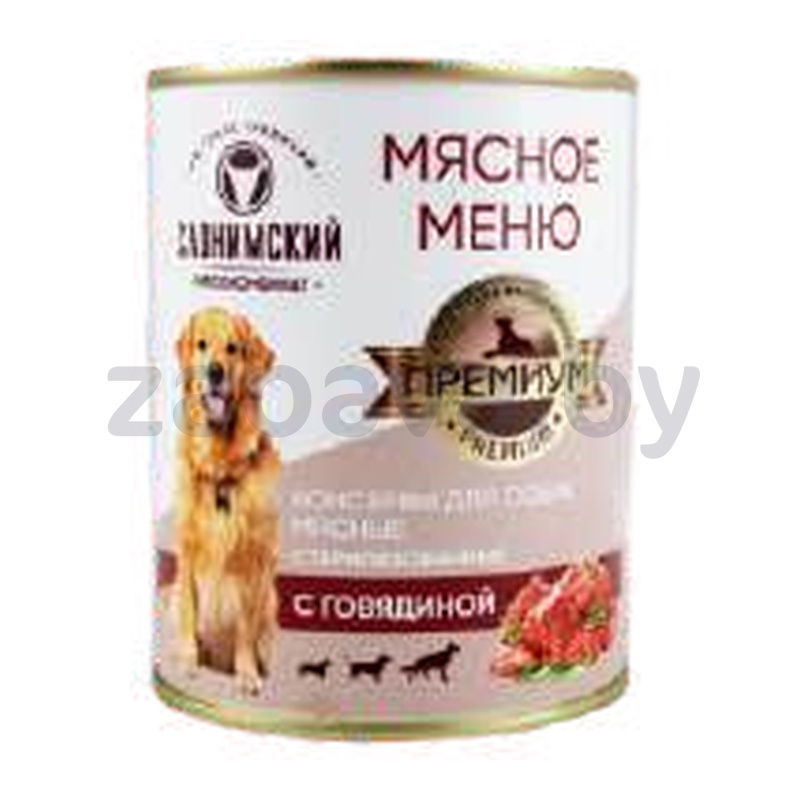 Корм «Мясное меню» для собак с говядиной, 338 г