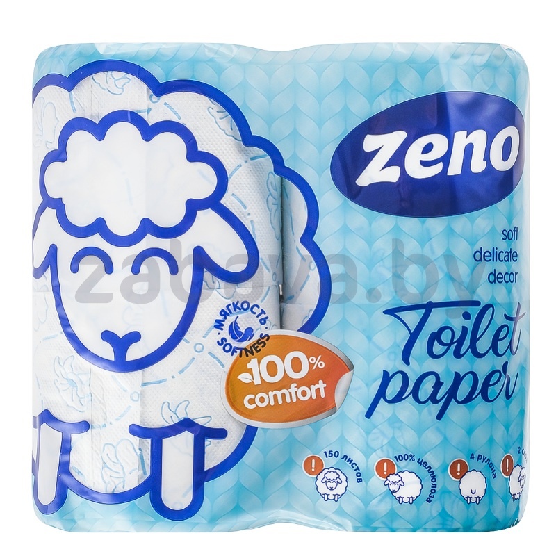 Туалетная бумага Zeno Lux, 2 слоя, 4 рулона