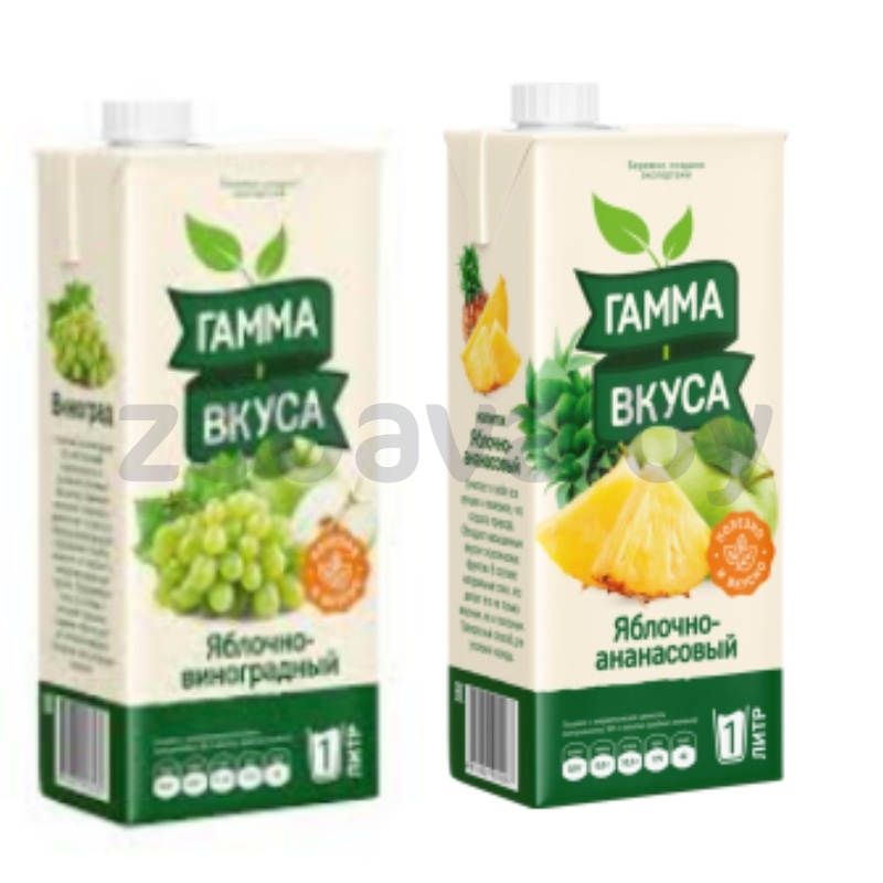 Нектар «Гамма вкуса», яблоко-виноград или яблоко-ананас, 1 л