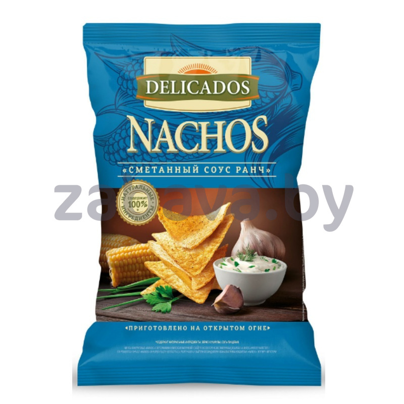Чипсы Delicados Nachos, соус ранч/оригин., 150 г