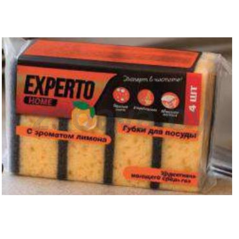 Губки для посуды Experto, лимон, 4 шт.