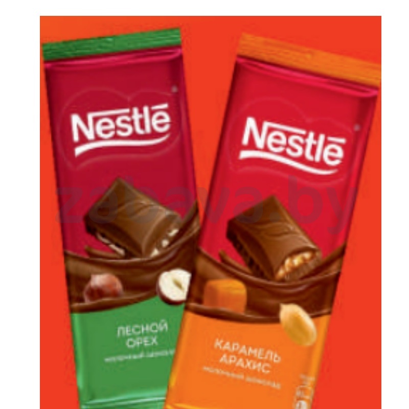 Шоколад молочный Nestle, с лесным орехом или карамель-арахис, 82 г