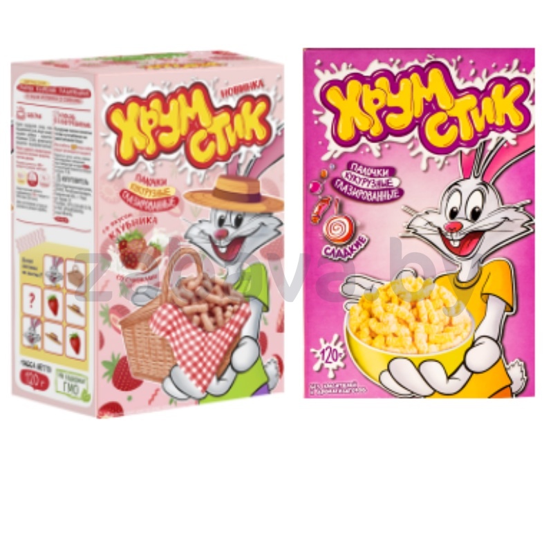 Палочки кукурузные «Хрумстик», сладкие или клубника со сливк., 120 г