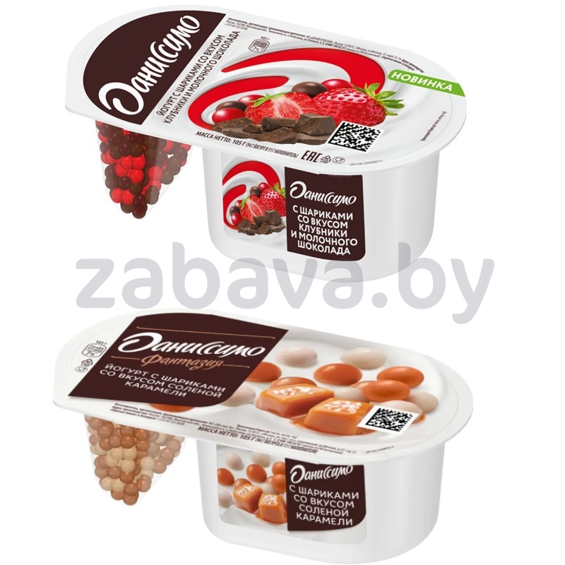Йогурт «Даниссимо», клубника и мол. шок. или солен. карам., 6,9%, 105 г