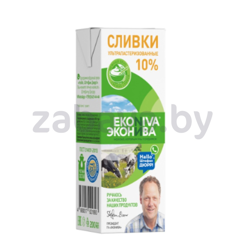 Сливки «ЭкоНива», питьев., ультрапаст., 10%, 200 мл