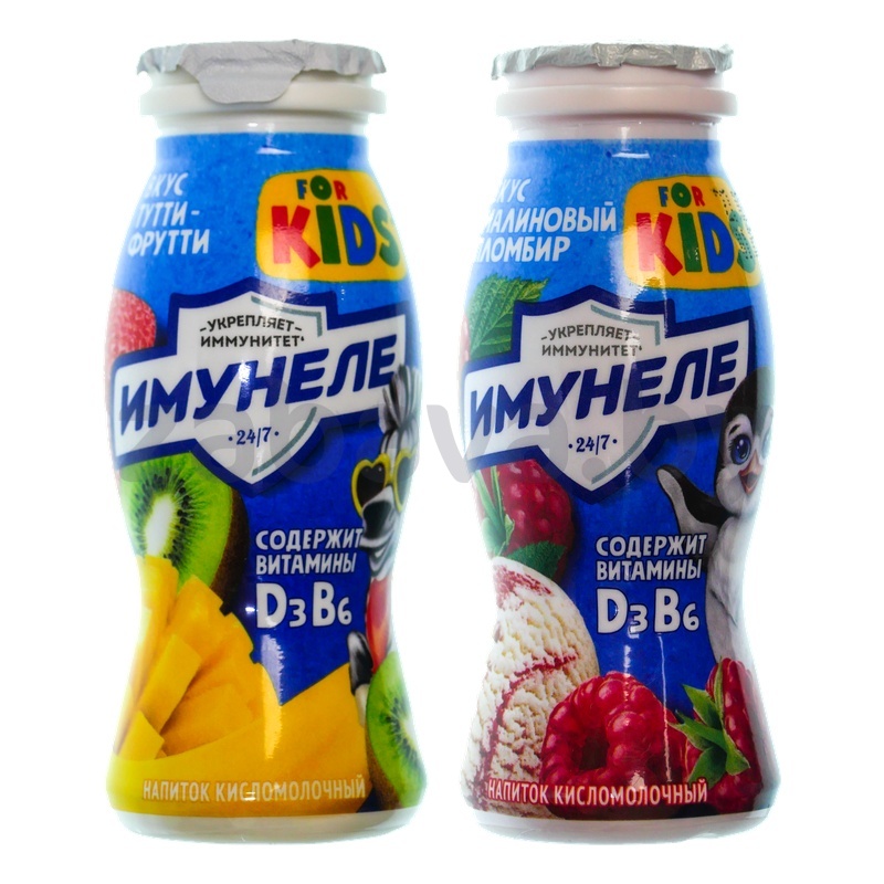 Напиток к/м «Имунеле», малинов. пломбир или тутти-фрутти, 1,5%, 100 г
