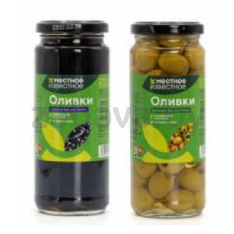 Оливки черные/зеленые «Местное Известное», б/к, 340 г