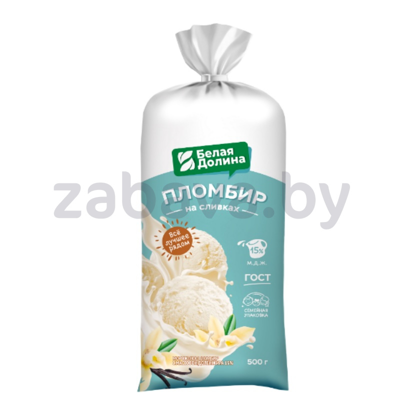 Мороженое «Белая долина», пломбир, на сливках, 500 г