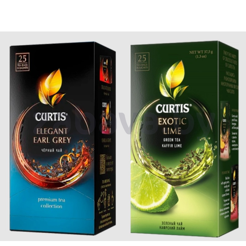 Чай черный/зеленый Curtis Elegant Earl Grey или Exotic Lime, 25 пак.