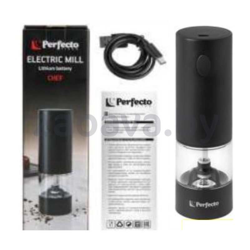 Электромельница Perfecto Linea, Chef, черн., аккумуляторн., 5,2×17 см