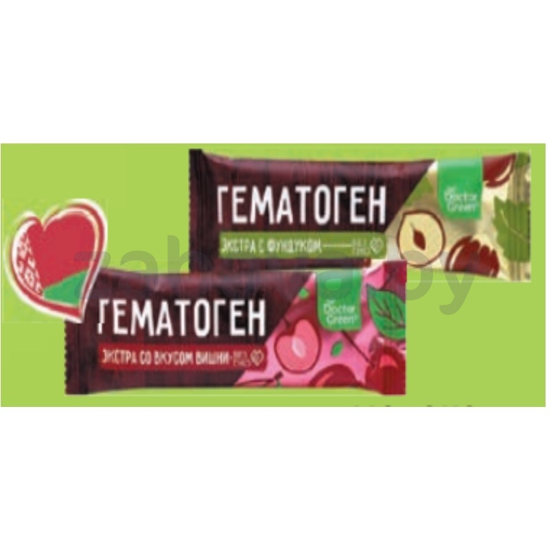 Гематоген Doctor Green, , экстра, фундук/вишня, 40 г
