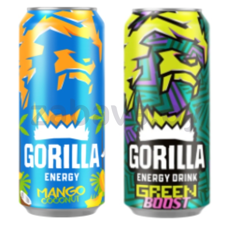 Напиток энергетический Gorilla, Mango-Coconut или Green Boost, 450 мл