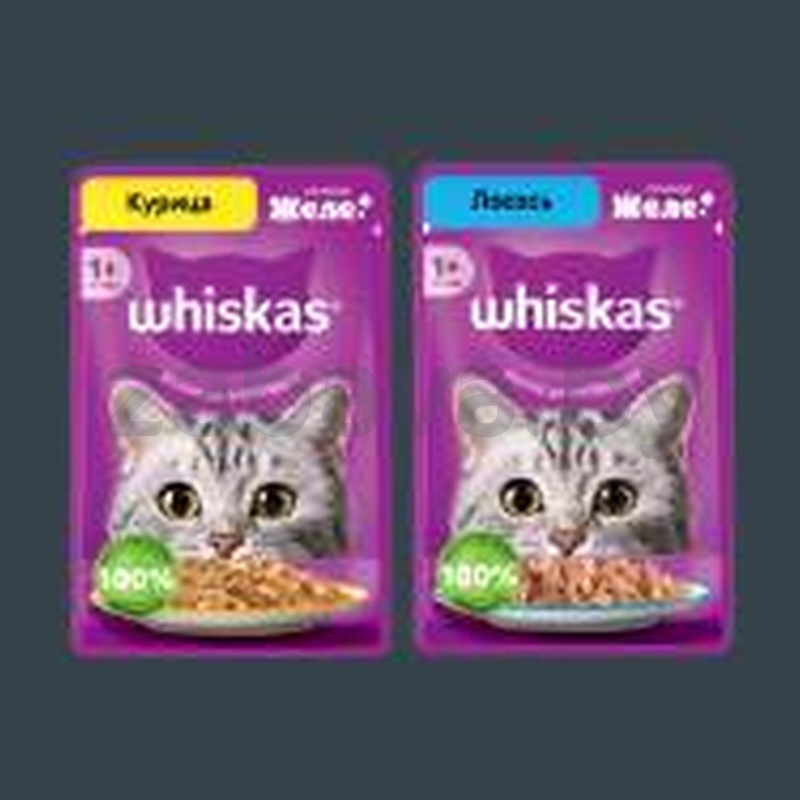 Корм для кошек Whiskas, желе с курицей или лососем, 75 г