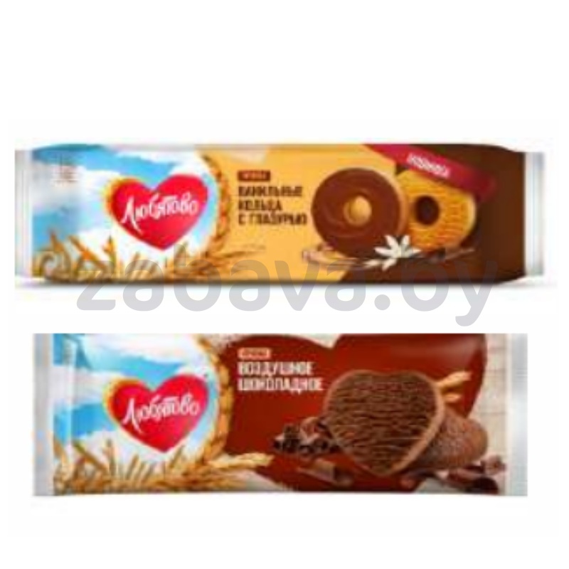 Печенье сдобн. «Любятово» ванильн. кольца или шокол. с нежн. глазур., 190/197 г