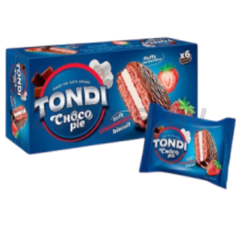 Печенье Tondi, Choco Pie, клубника, 180 г