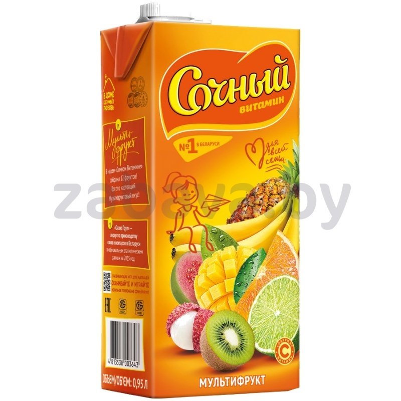 Напиток сокосодержащий «Сочный витамин», мультифруктовый, 0,95 л