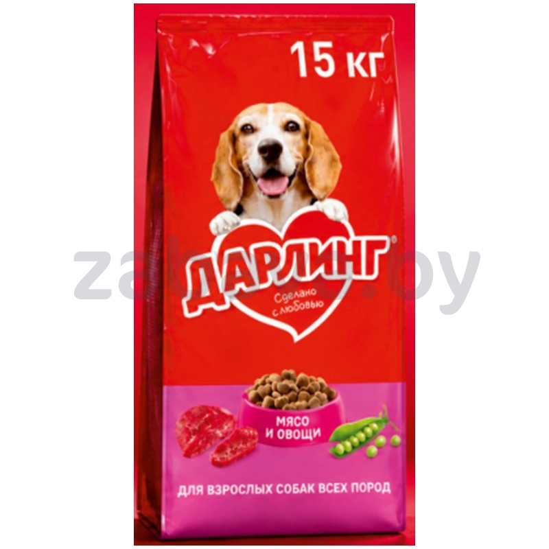 Корм для собак «Дарлинг», мясо-овощи, 15 кг