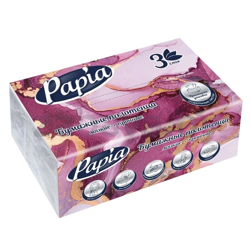 Полотенца бумажные Papia, 100 шт.