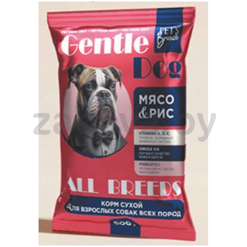 Корм для собак Gentle Dog, мясо-рис, 600 г