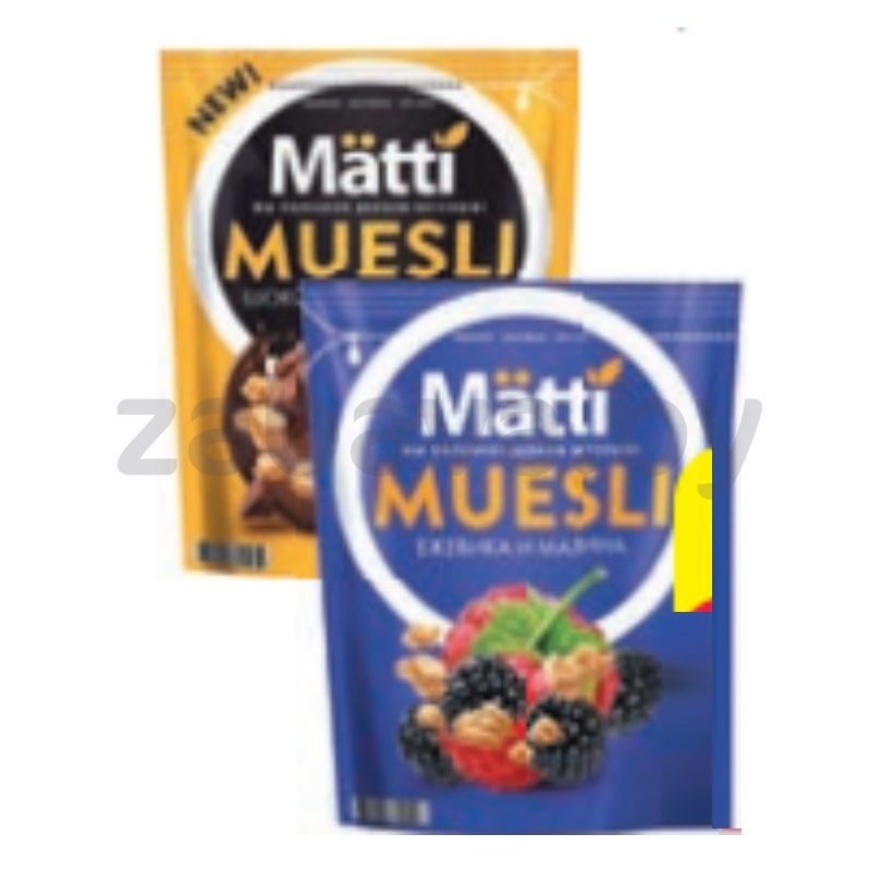 Мюсли Matti, 250 г, ежевика-малина или шок. ассорти