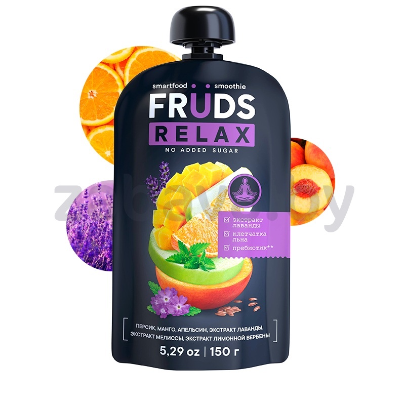 Пюре Smartfood Smoothie Fruds, яблоко-персик-манго-апельсин, 150 г