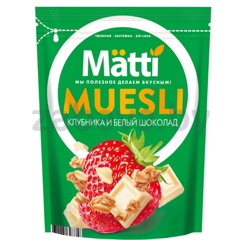 Мюсли Matti, 250 г, клубника и бел. шок., 250 г