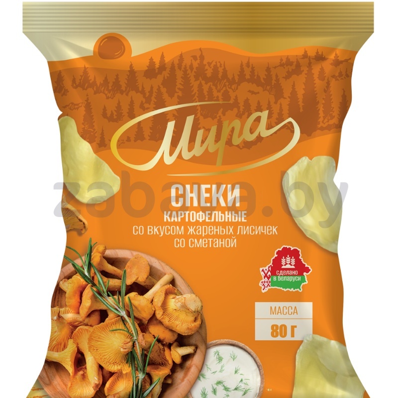 Снеки картофельные «Мира», жареные лисички со сметаной, 80 г