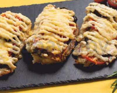 Скумбрия, запеченная с баклажаном и помидорами, 1 кг
