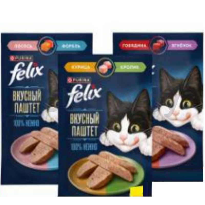 Корм для кошек Felix, 75 г, паштет, в ассорт.