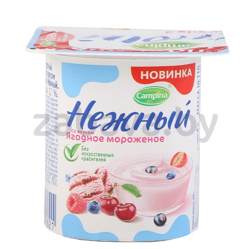 Продукт йогуртный «Нежный», 1,2%, 100 г, ягодное мороженое