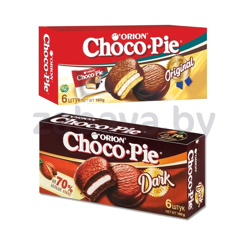 Печенье Choco Pie, dark или original, РФ, 30 г×6 шт.