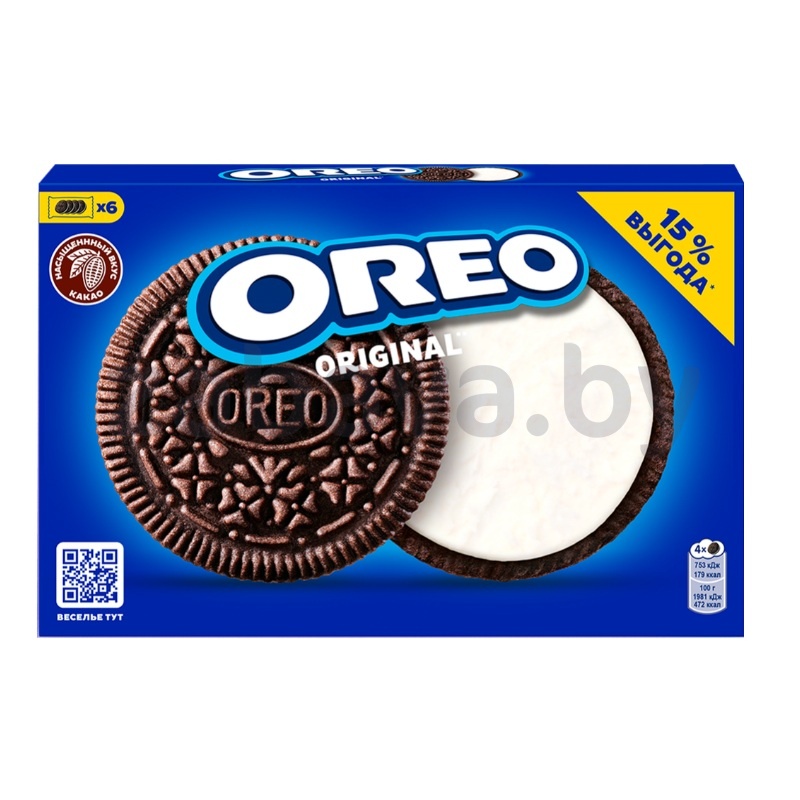 Печенье Oreo Original, какао, ваниль, 228 г