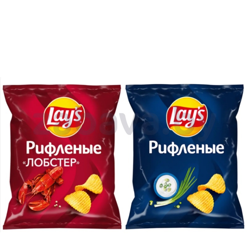Чипсы Lay's, рифленые, лобстер или сметана-лук, 70 г