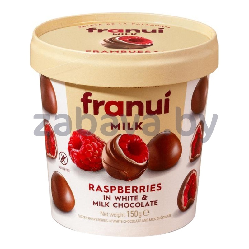 Ягоды малины Franui в бело-мол.шоколаде, замор., 150 г, Испания