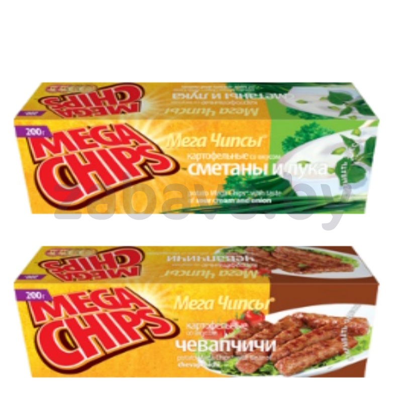 Чипсы картофельные Mega Chips, 200 г, сметана-лук или чевапчичи