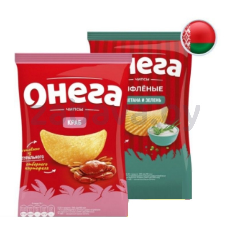 Чипсы рифл. «Онега», стейк на гриле или сметана-зелень, 67 г