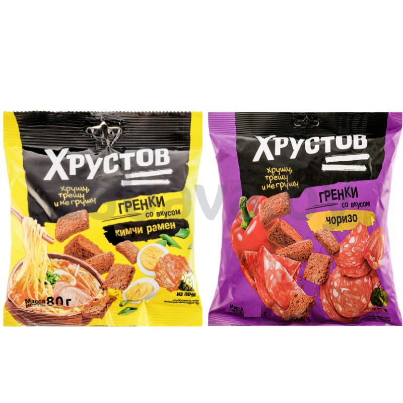 Гренки «Хрустов», 80 г, кимчи рамен/чоризо