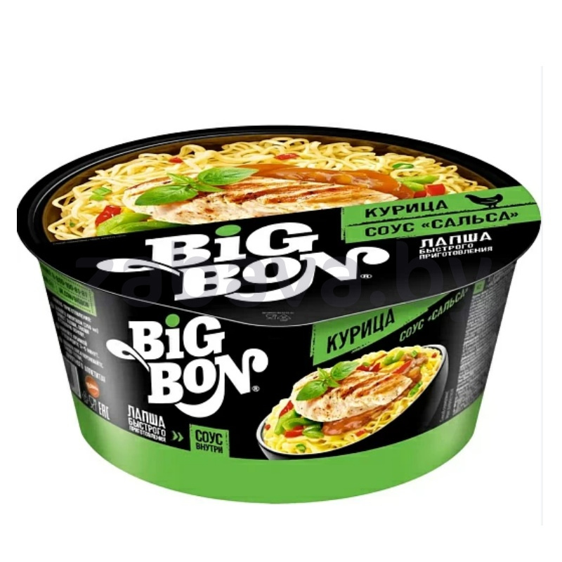 Лапша б/п Big Bon, курица, соус сальса, 85 г