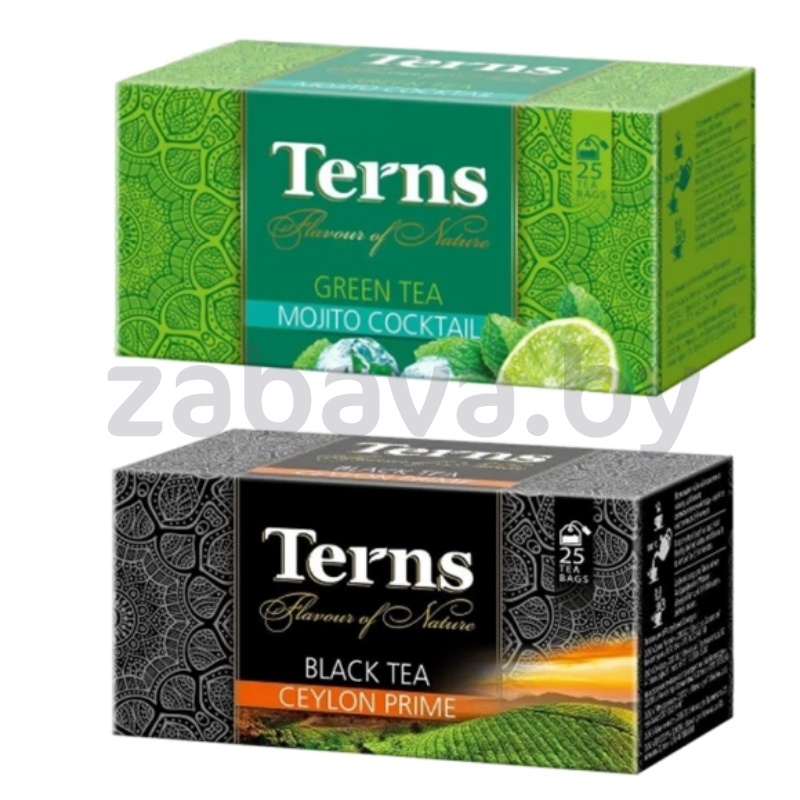 Чай Terns Ceylon Prime черн. или Mojito Cocktail зелен., 25 пак.