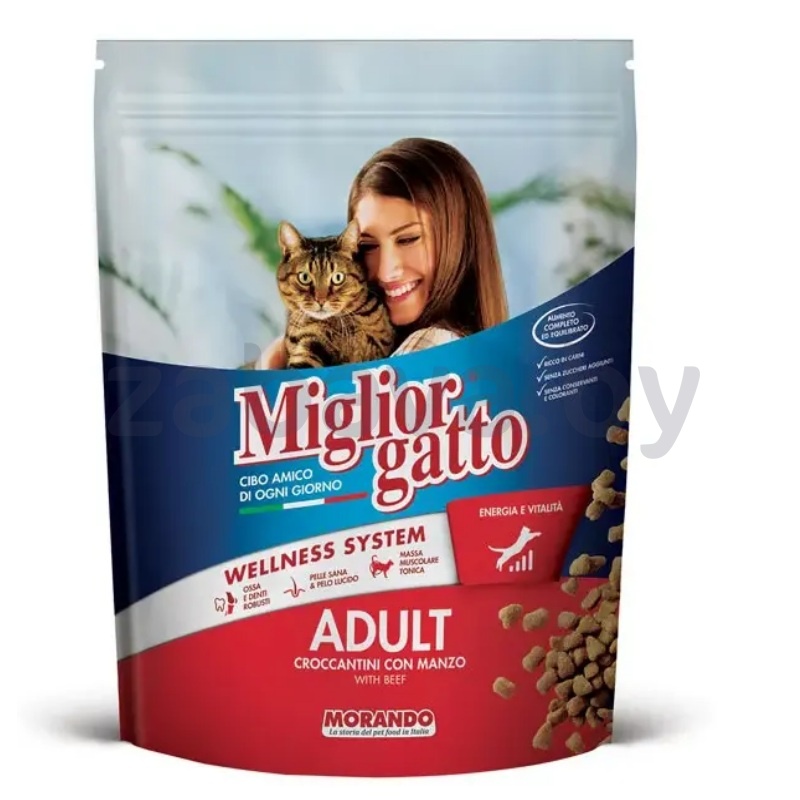 Сух. корм д/кошек Miglior Gatto, с говядиной, 400 г