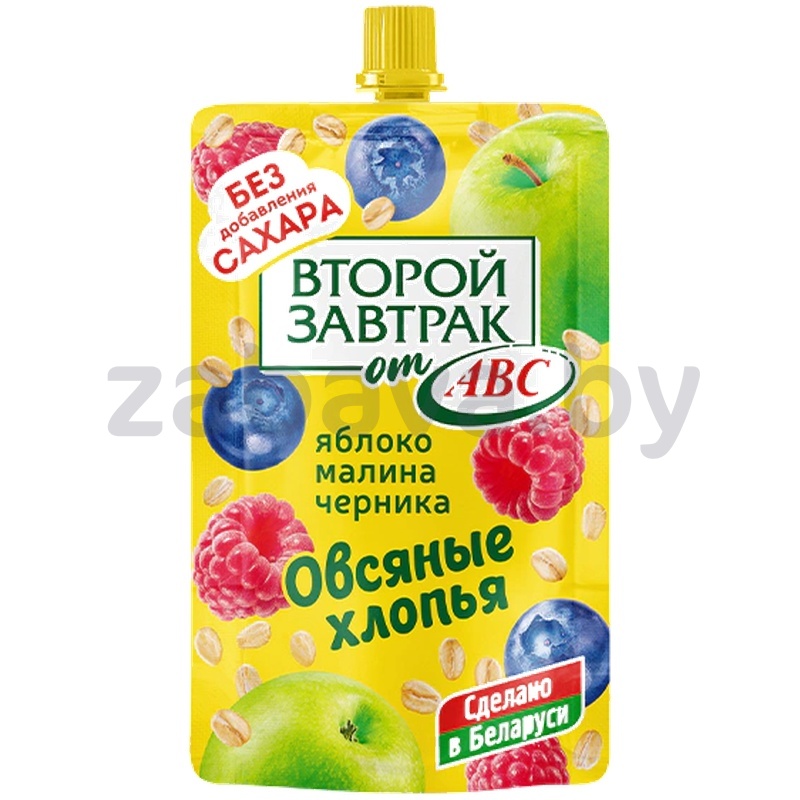 Десерт ABC, фруктово-ягодный, малина-черника и овсяные хлопья, 200 г